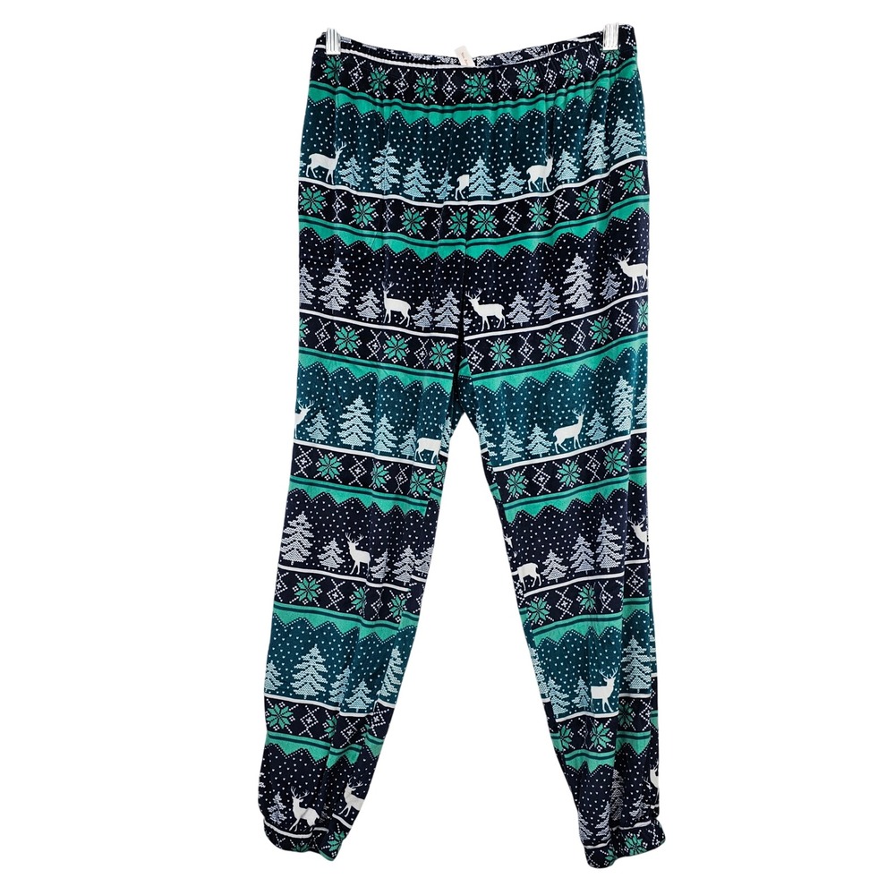 Joyspun Women's Christmas Pajama Set Set Long Sleeve Deer Trees Fair Isle Medium - Picture 2 of 11